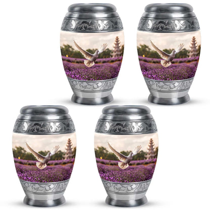 White Dove On Purple Theme 3 Inch Keepsake Pack of 4