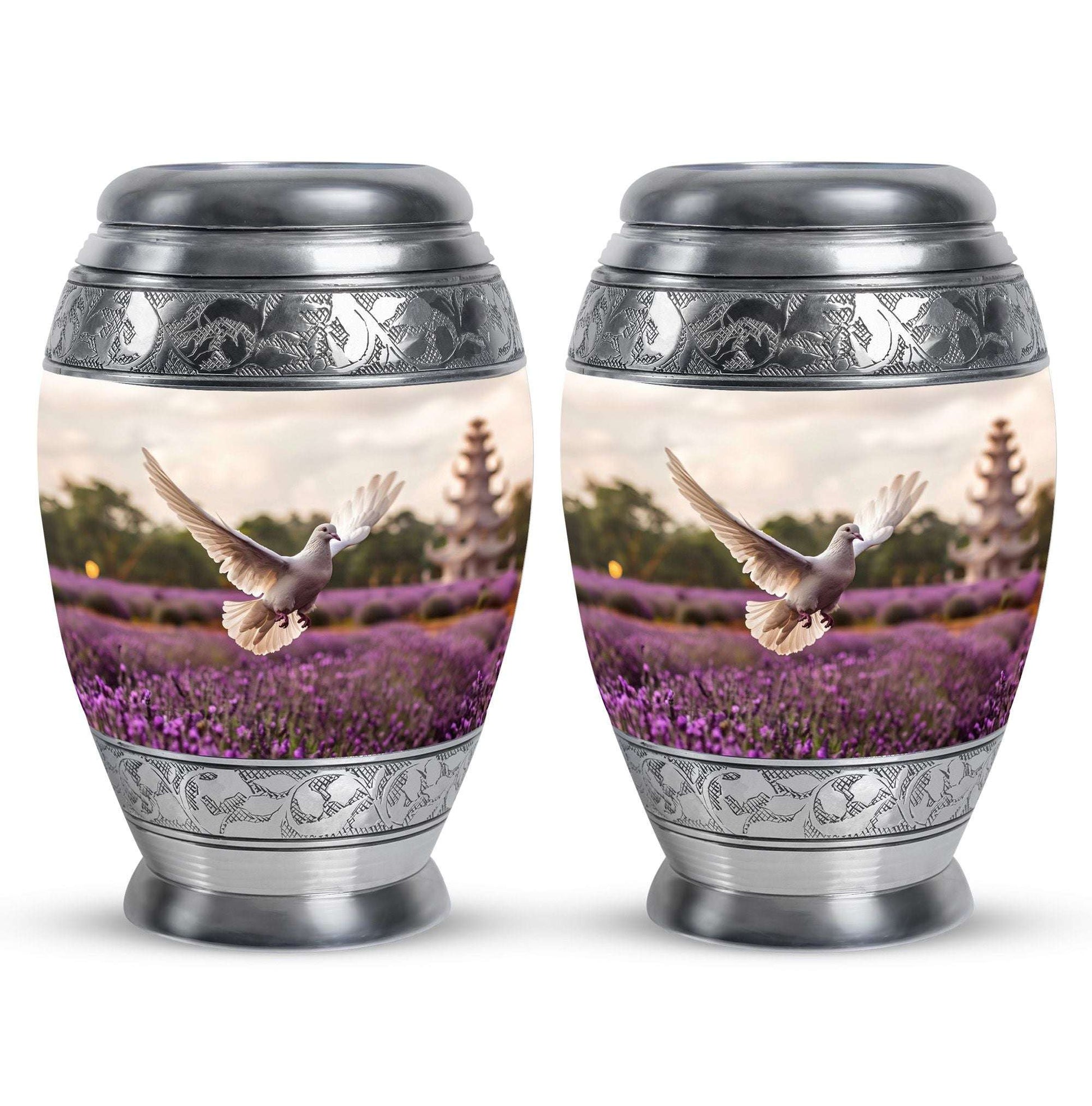 White Dove On Purple Theme 3 Inch Keepsake Pack of 2