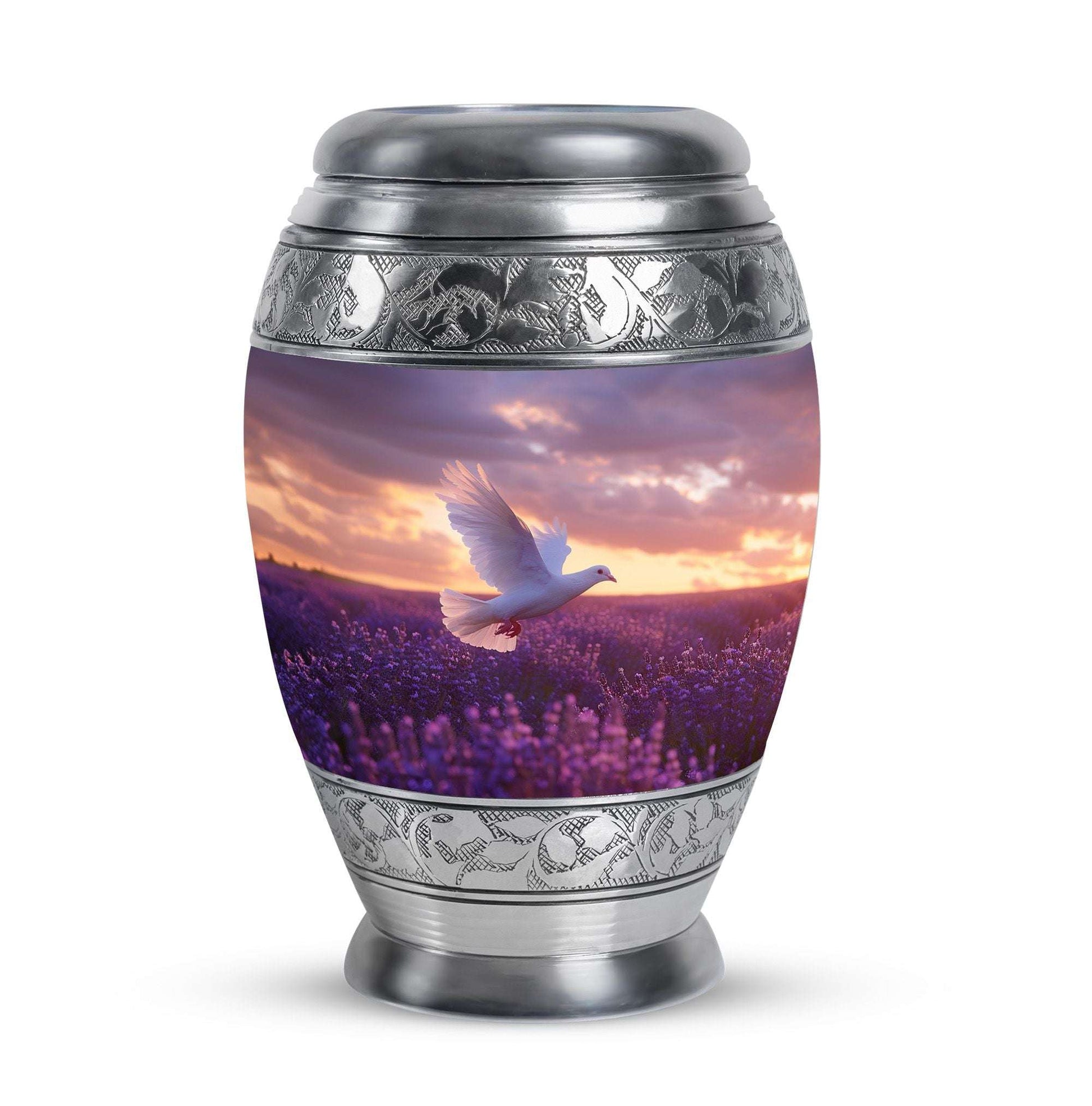 White Dove On Purple Theme 3 Inch Keepsake