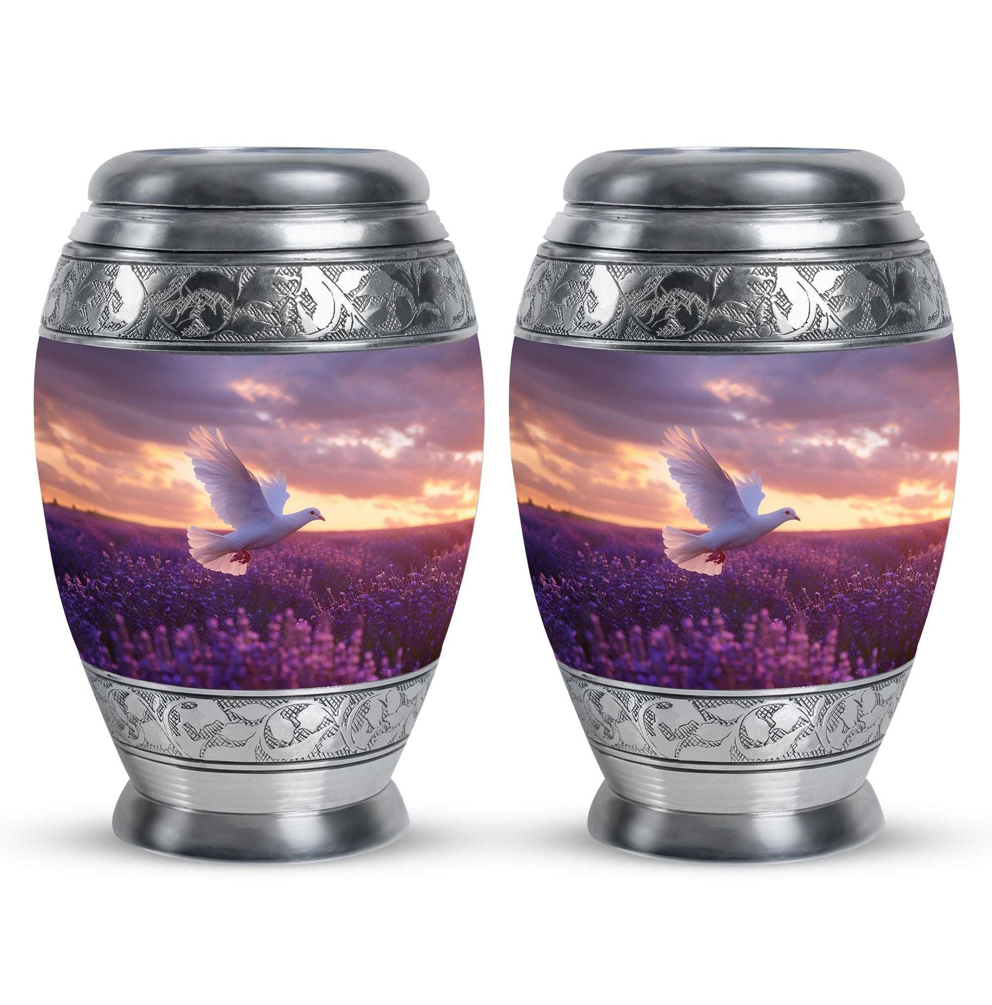 White Dove On Purple Theme 3 Inch Keepsake Pack of 2