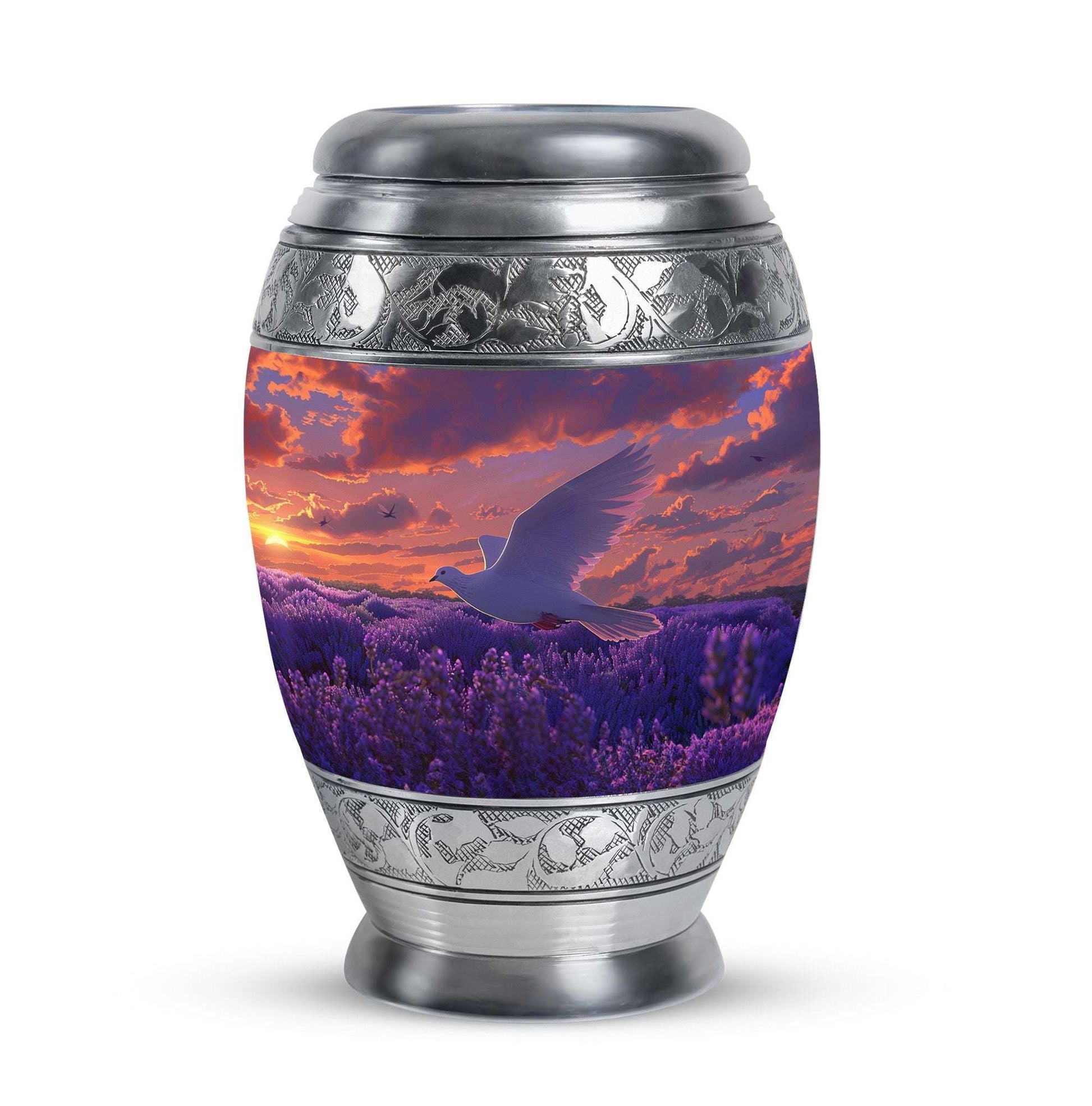 White Dove On Purple Theme 3 Inch Keepsake