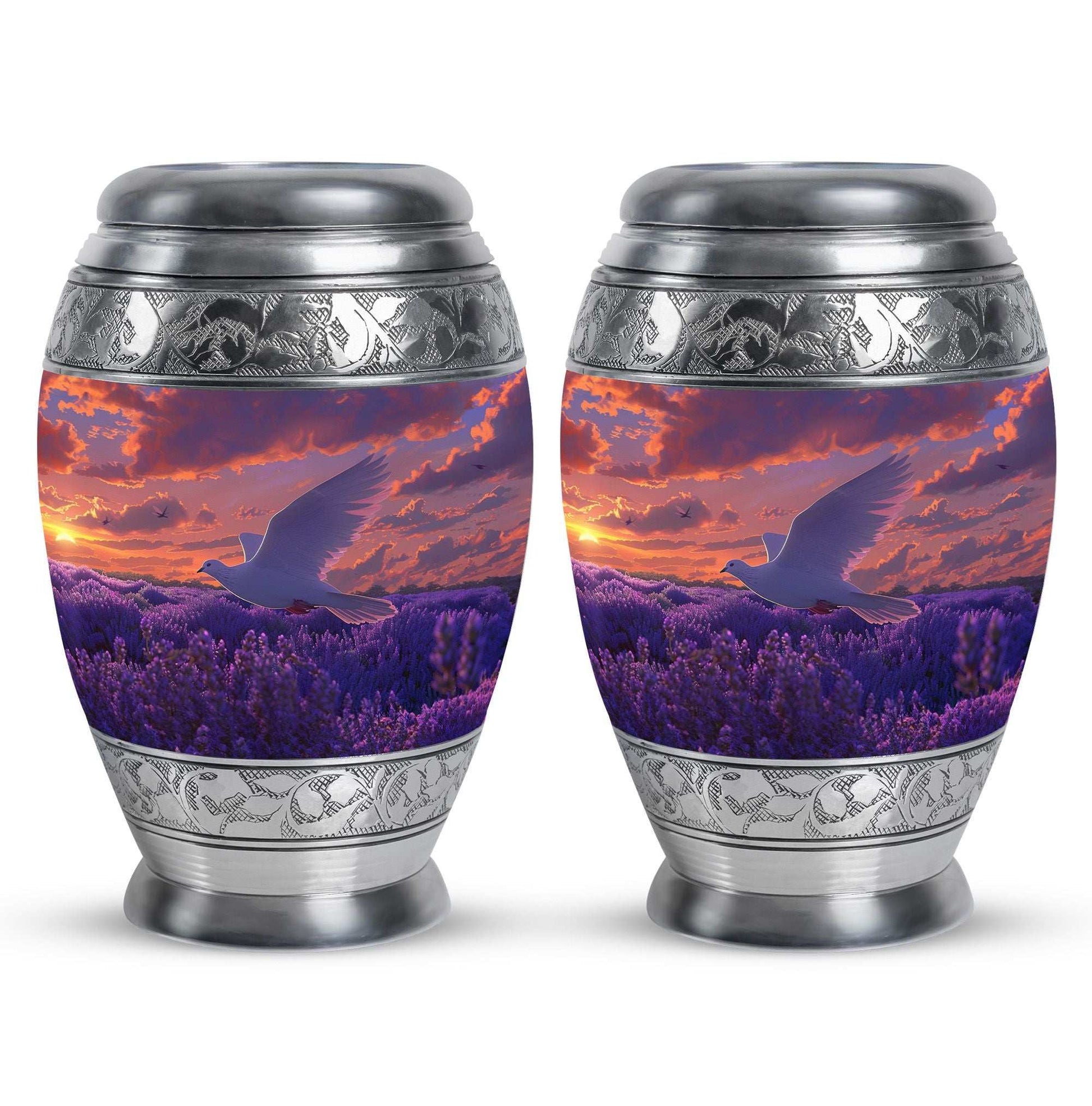 White Dove On Purple Theme 3 Inch Keepsake Pack of 2