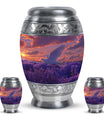 White Dove On Purple Theme Large Urn With 2 Keepsake Urn