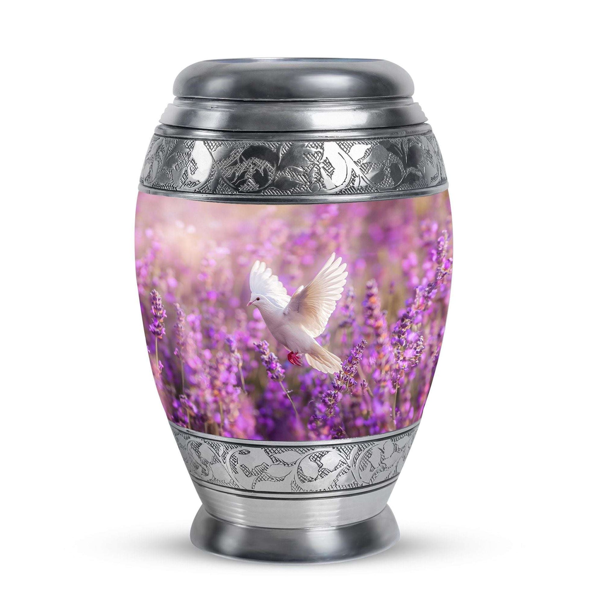 White Dove On Purple Theme 3 Inch Keepsake