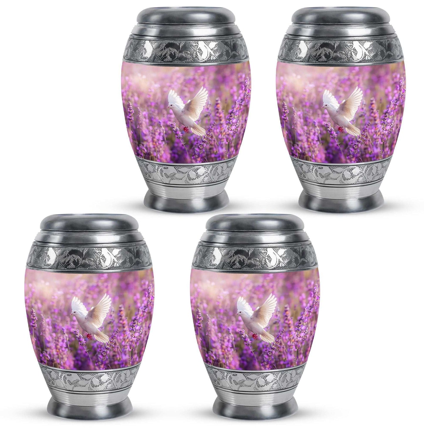 White Dove On Purple Theme 3 Inch Keepsake Pack of 4