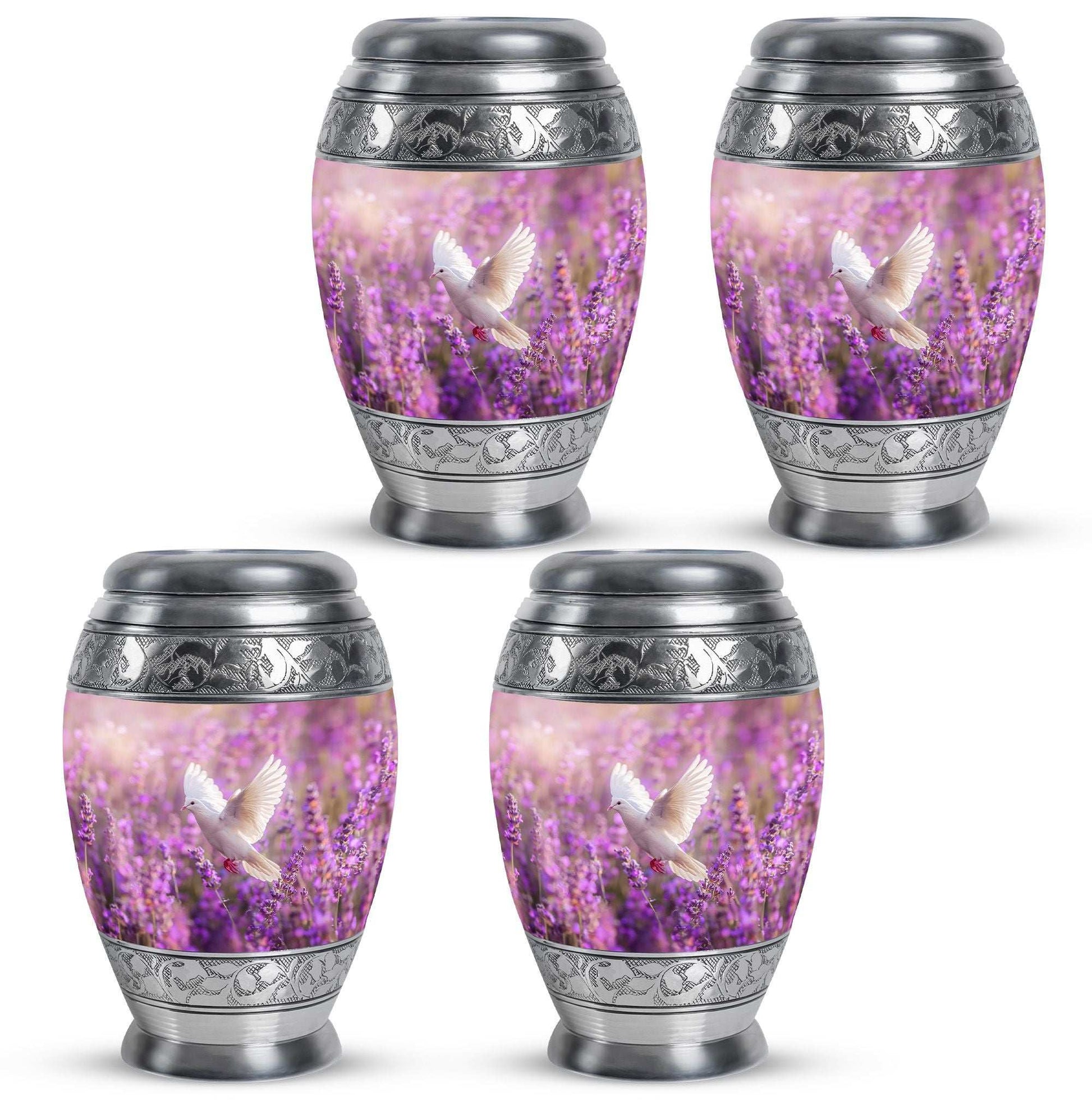 White Dove On Purple Theme 3 Inch Keepsake Pack of 4