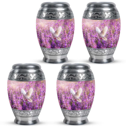White Dove On Purple Theme 3 Inch Keepsake Pack of 4