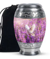 White Dove On Purple Theme Large Urn 10 Inch