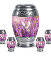 White Dove On Purple Theme Large Urn With 4 Keepsake Urn
