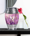 White Dove On Purple Theme Large Urn With 1 Keepsake Urn