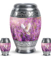 White Dove On Purple Theme Large Urn With 2 Keepsake Urn