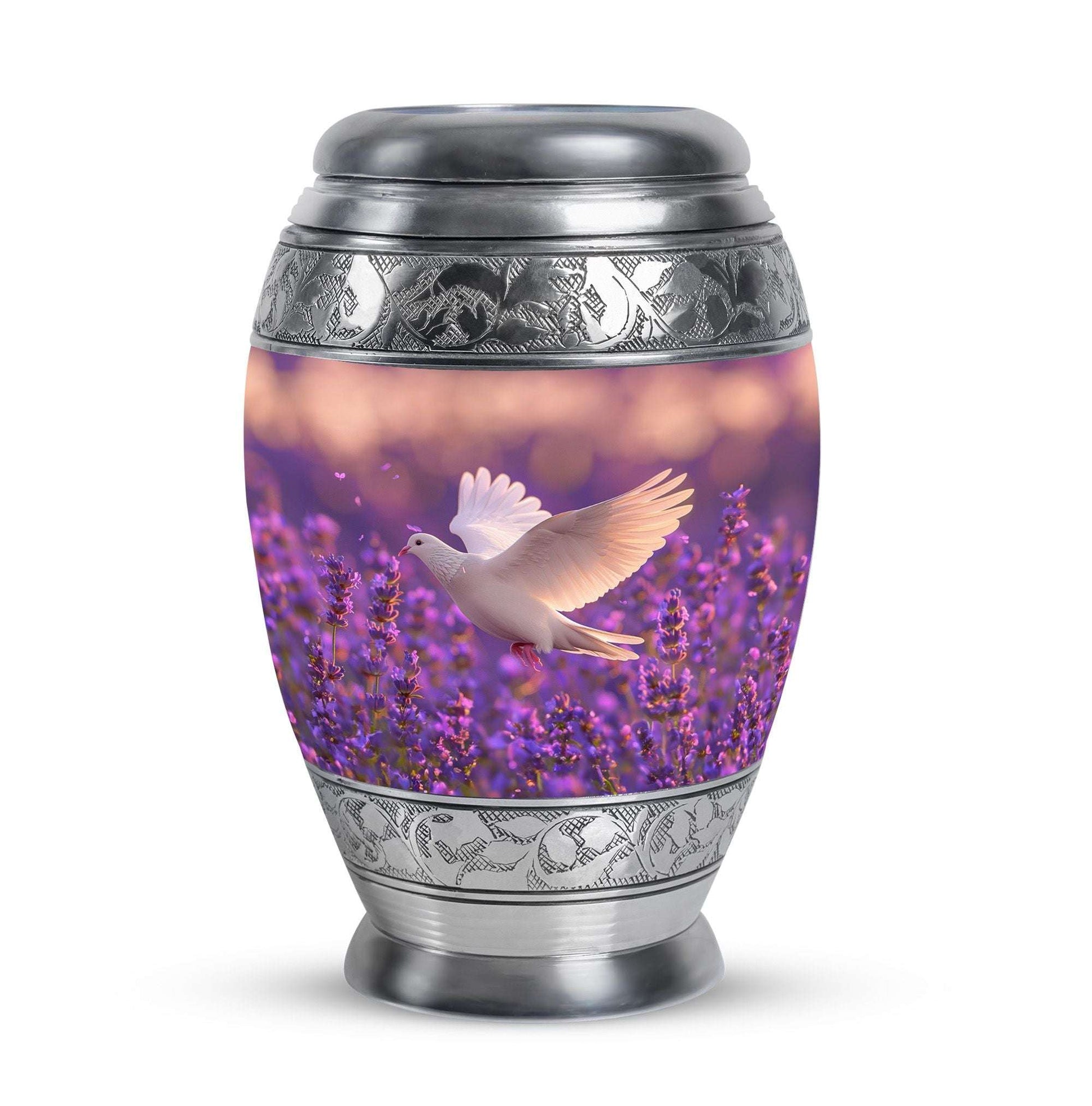 White Dove On Purple Theme 3 Inch Keepsake