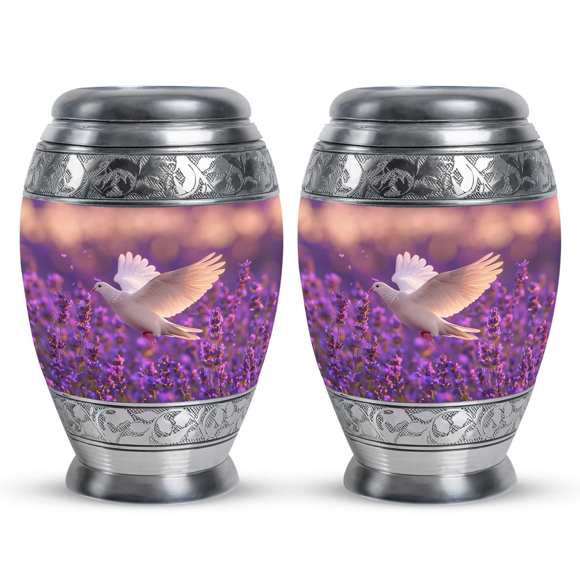 White Dove On Purple Theme 3 Inch Keepsake Pack of 2