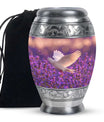 White Dove On Purple Theme Large Urn 10 Inch