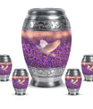 White Dove On Purple Theme Large Urn With 4 Keepsake Urn