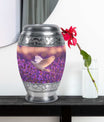 White Dove On Purple Theme Large Urn With 1 Keepsake Urn