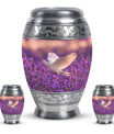 White Dove On Purple Theme Large Urn With 2 Keepsake Urn
