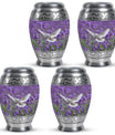 White Dove On Purple Theme 3 Inch Keepsake Pack of 4