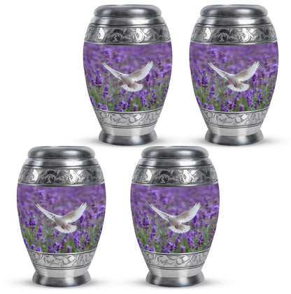 White Dove On Purple Theme 3 Inch Keepsake Pack of 4
