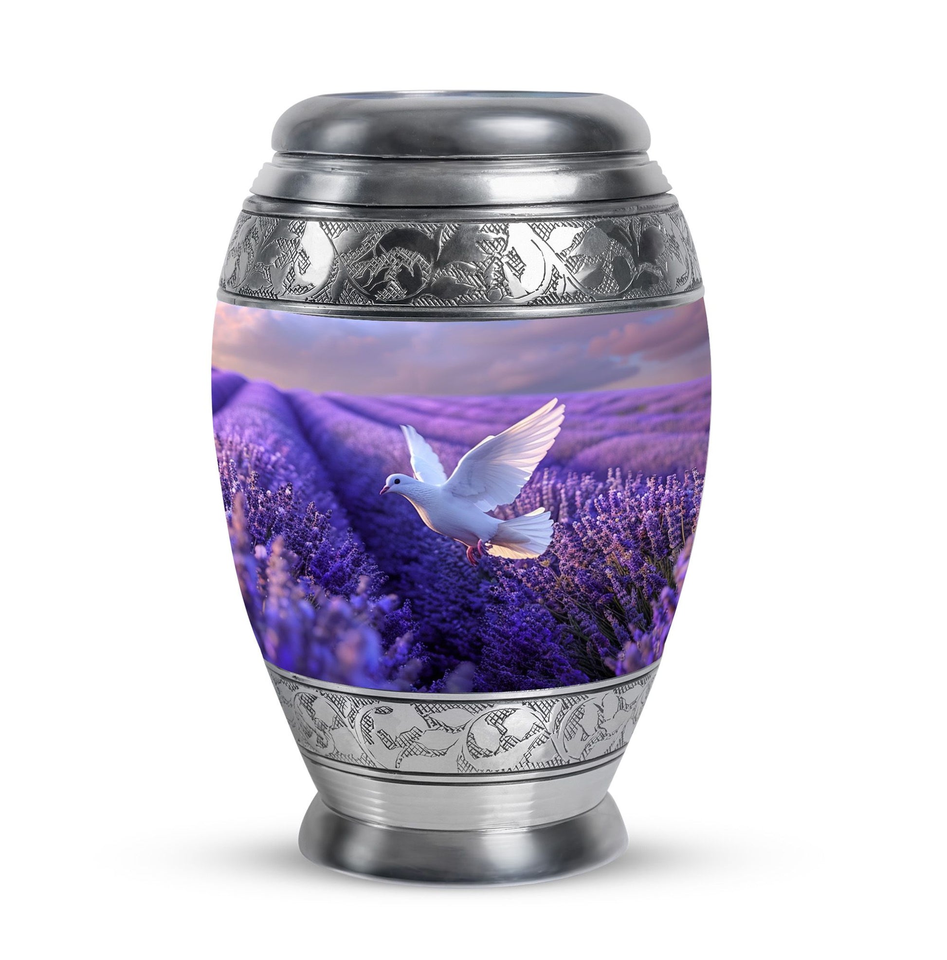 White Dove On Purple Theme 3 Inch Keepsake