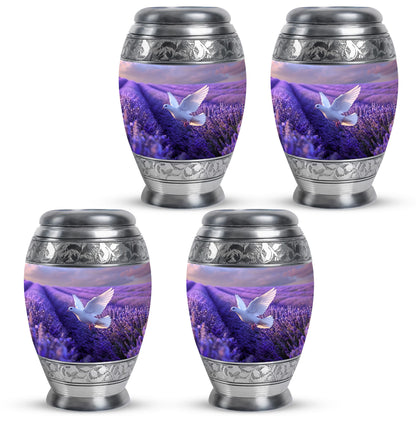 White Dove On Purple Theme 3 Inch Keepsake Pack of 4