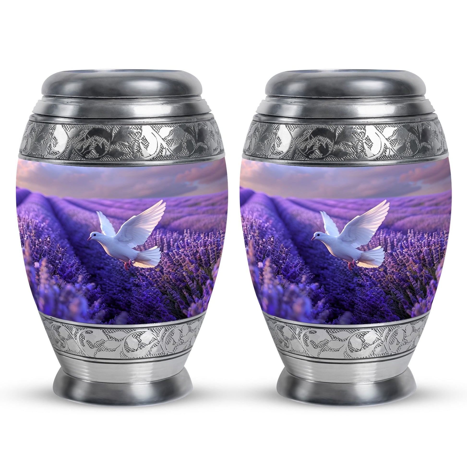 White Dove On Purple Theme 3 Inch Keepsake Pack of 2