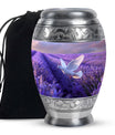 White Dove On Purple Theme Large Urn 10 Inch