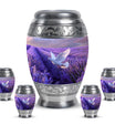 White Dove On Purple Theme Large Urn With 4 Keepsake Urn