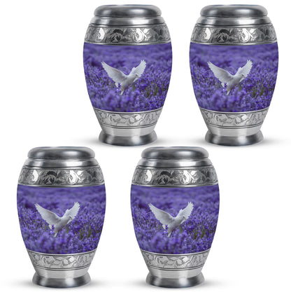 White Dove On Purple Theme 3 Inch Keepsake Pack of 4