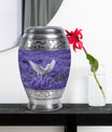White Dove On Purple Theme Large Urn With 1 Keepsake Urn