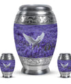 White Dove On Purple Theme Large Urn With 2 Keepsake Urn