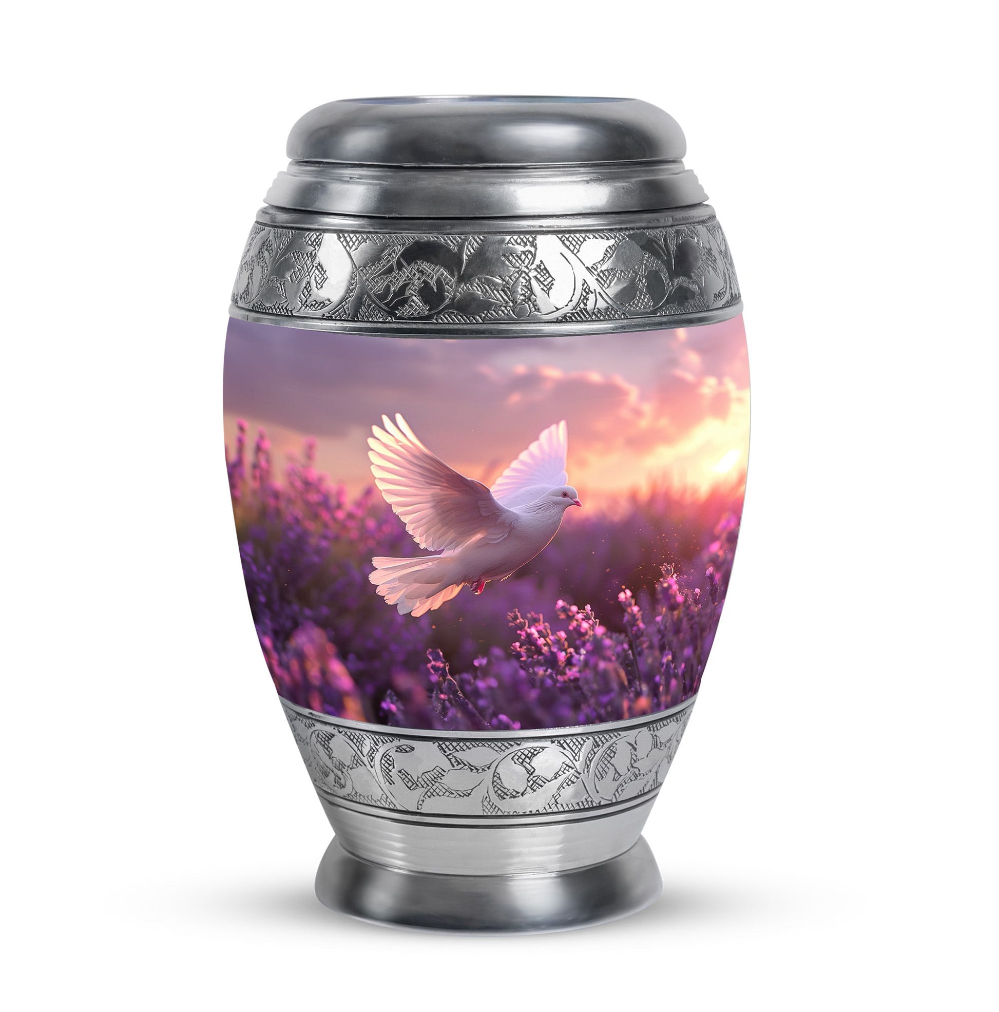 White Dove On Purple Theme 3 Inch Keepsake