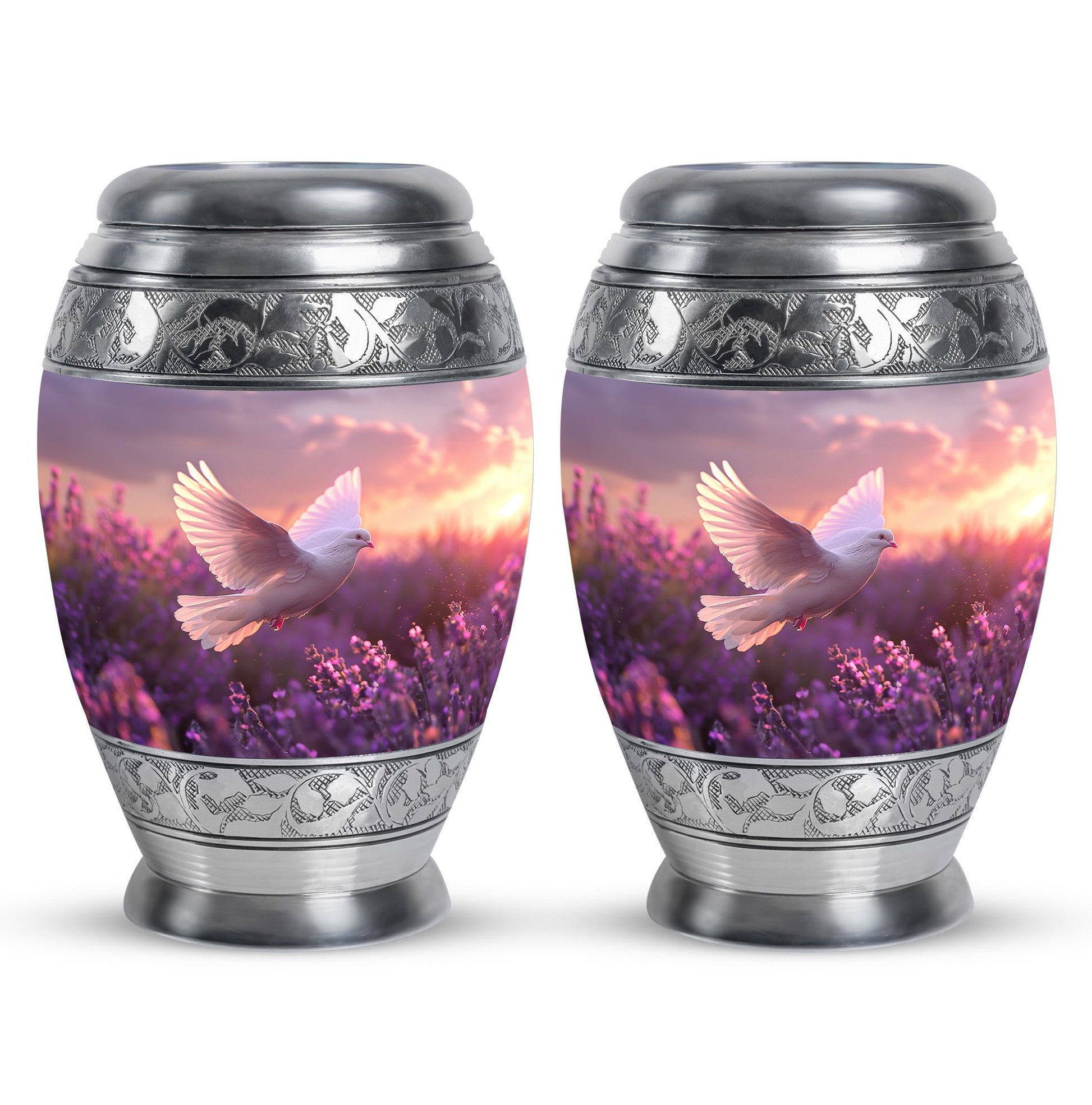 White Dove On Purple Theme 3 Inch Keepsake Pack of 2