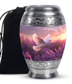 White Dove On Purple Theme Large Urn 10 Inch