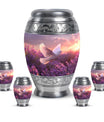 White Dove On Purple Theme Large Urn With 4 Keepsake Urn