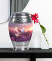 White Dove On Purple Theme Large Urn With 1 Keepsake Urn