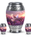 White Dove On Purple Theme Large Urn With 2 Keepsake Urn