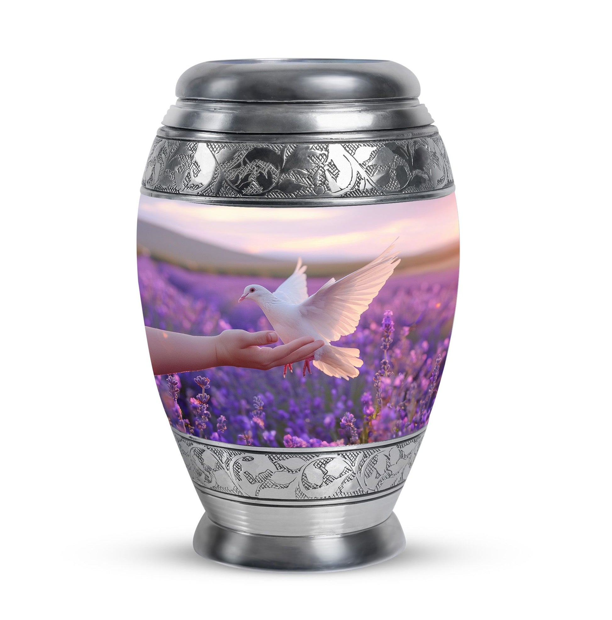 White Dove On Purple Theme 3 Inch Keepsake