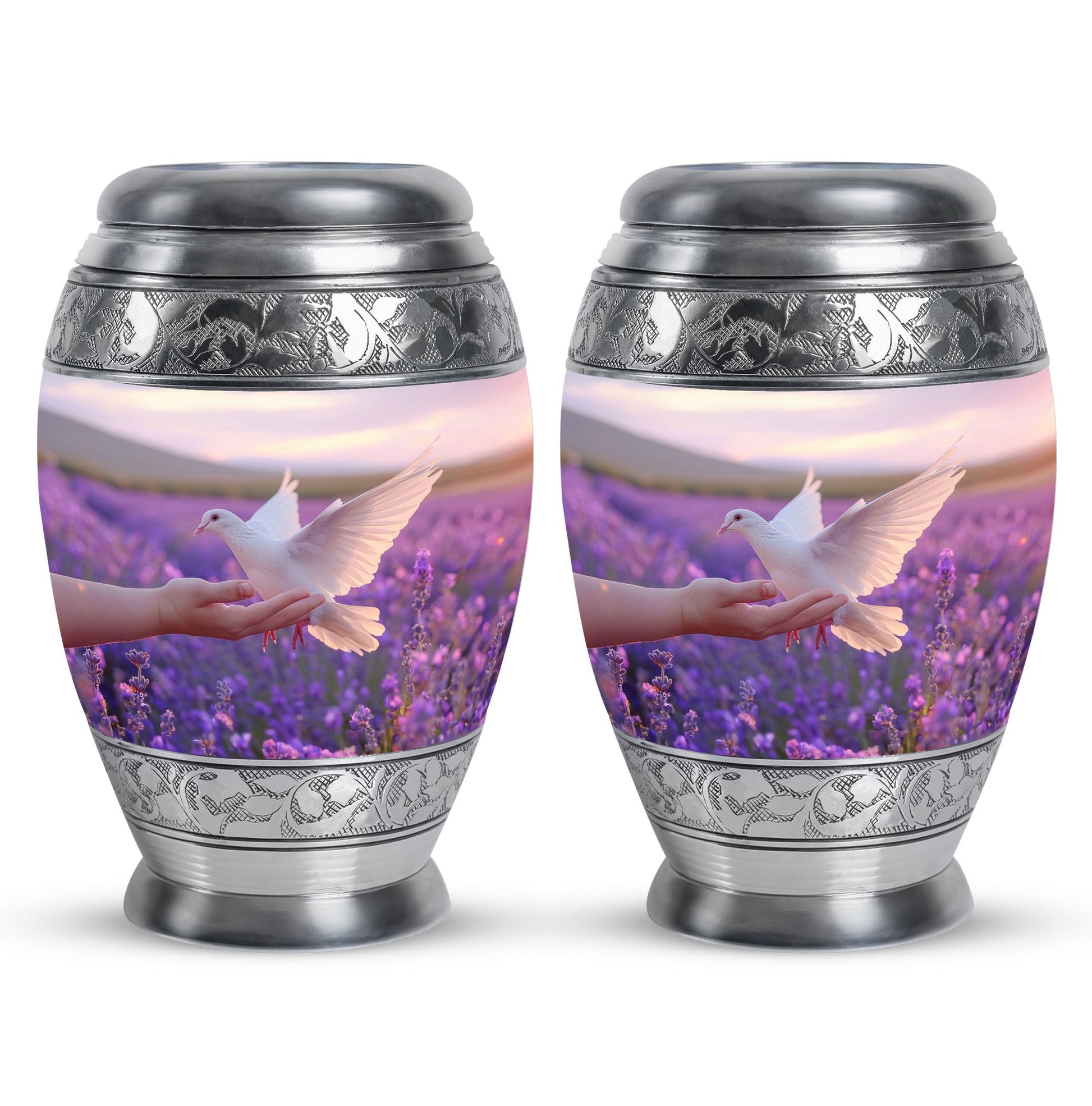 White Dove On Purple Theme 3 Inch Keepsake Pack of 2