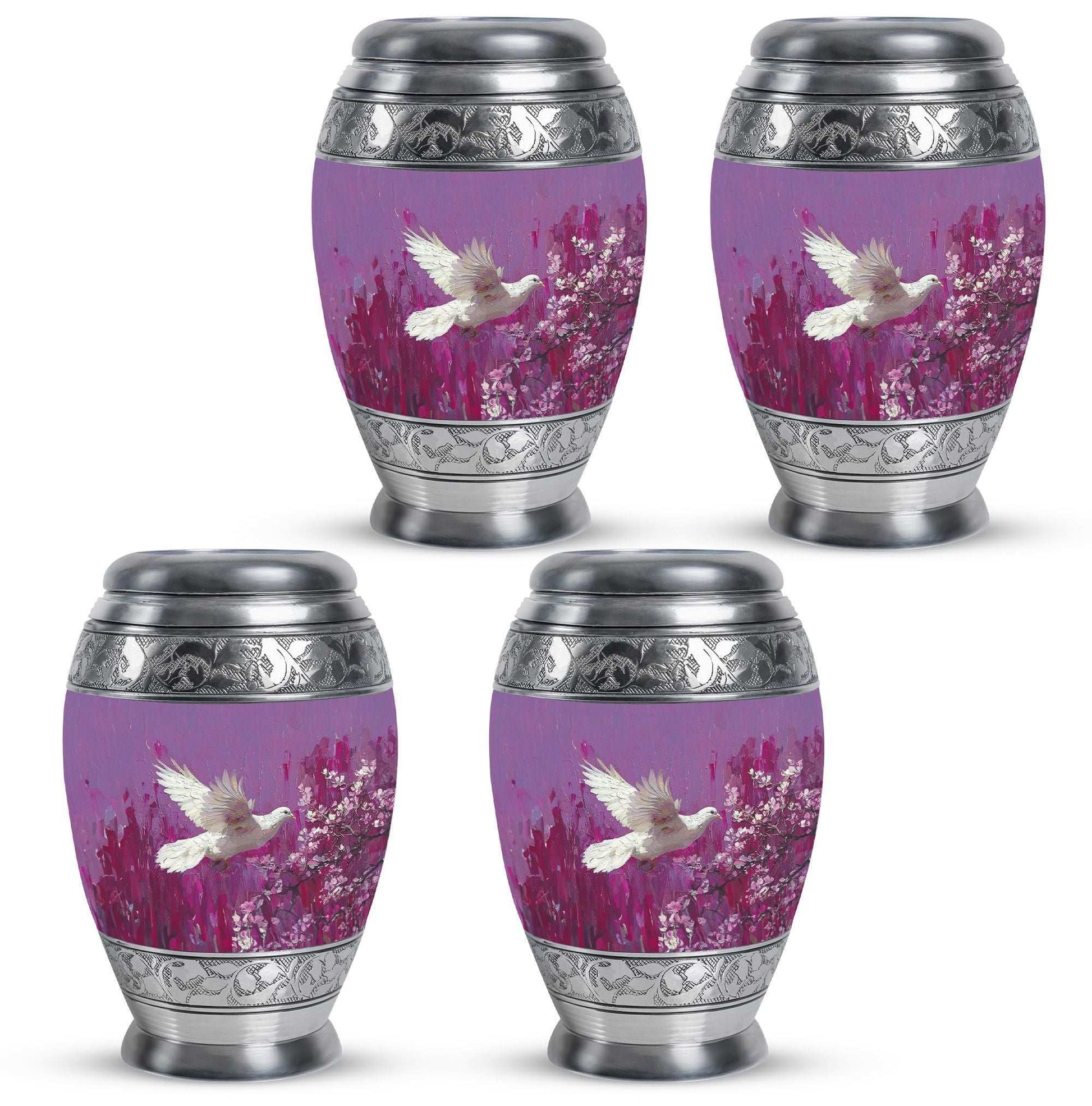 White Dove On Purple Theme 3 Inch Keepsake Pack of 4