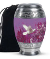 White Dove On Purple Theme Large Urn 10 Inch