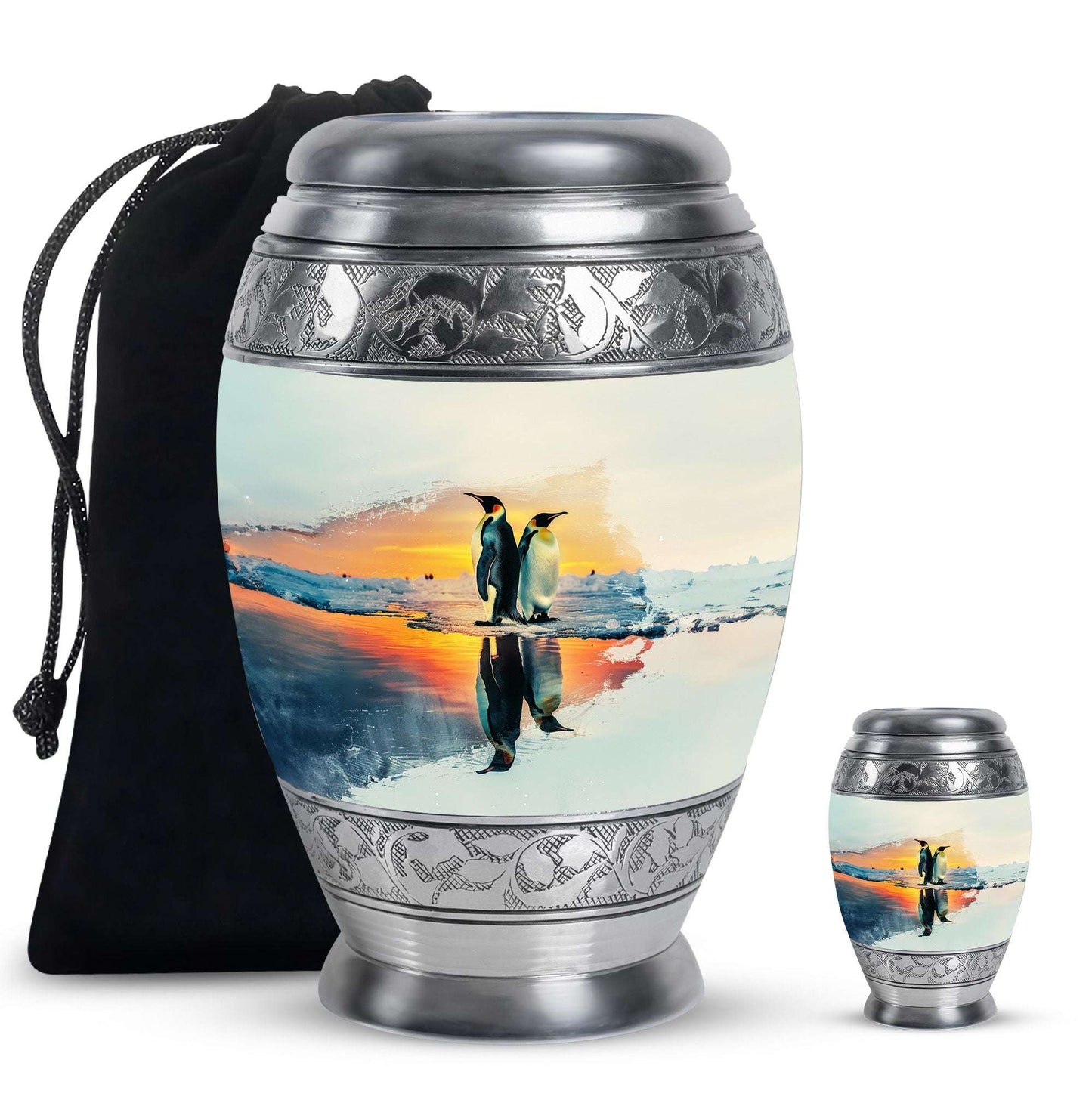 Penguin Theme Large Urn With 1 Keepsake Urn