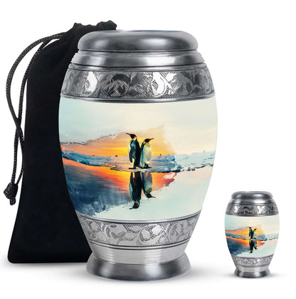Penguin Theme Large Urn With 1 Keepsake Urn