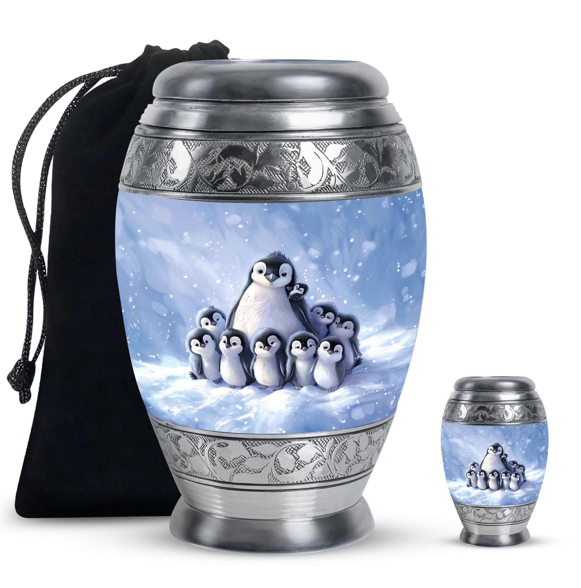 Penguin Theme Large Urn With 1 Keepsake Urn