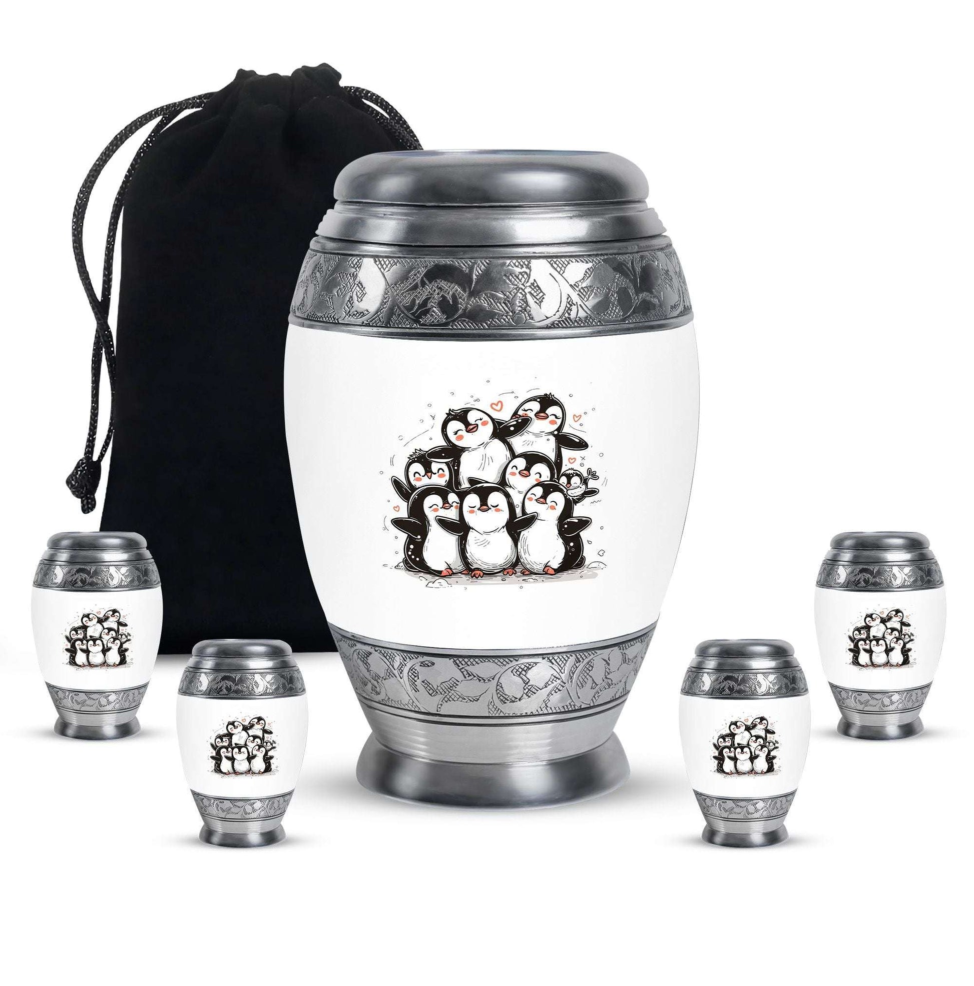 Penguin Theme Large Urn With 4 Keepsake Urn