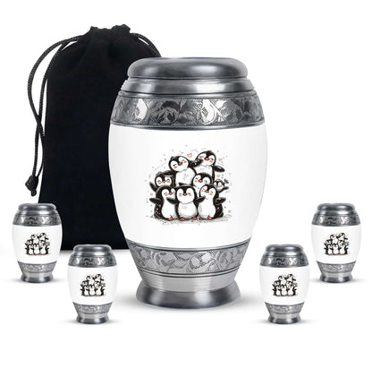 Penguin Theme Large Urn With 4 Keepsake Urn