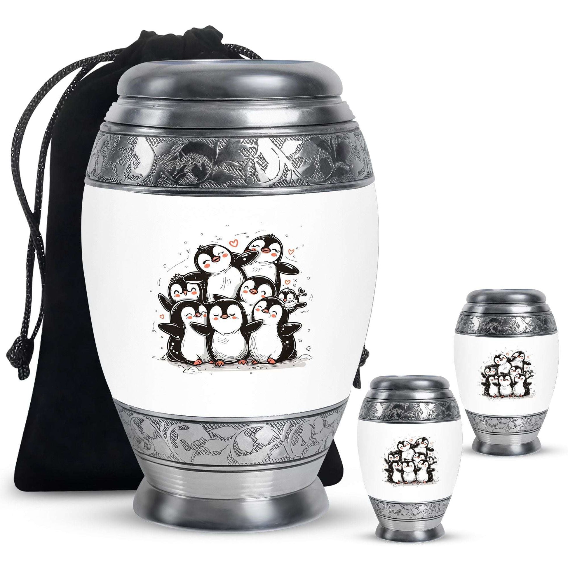 Penguin Theme Large Urn With 2 Keepsake Urn