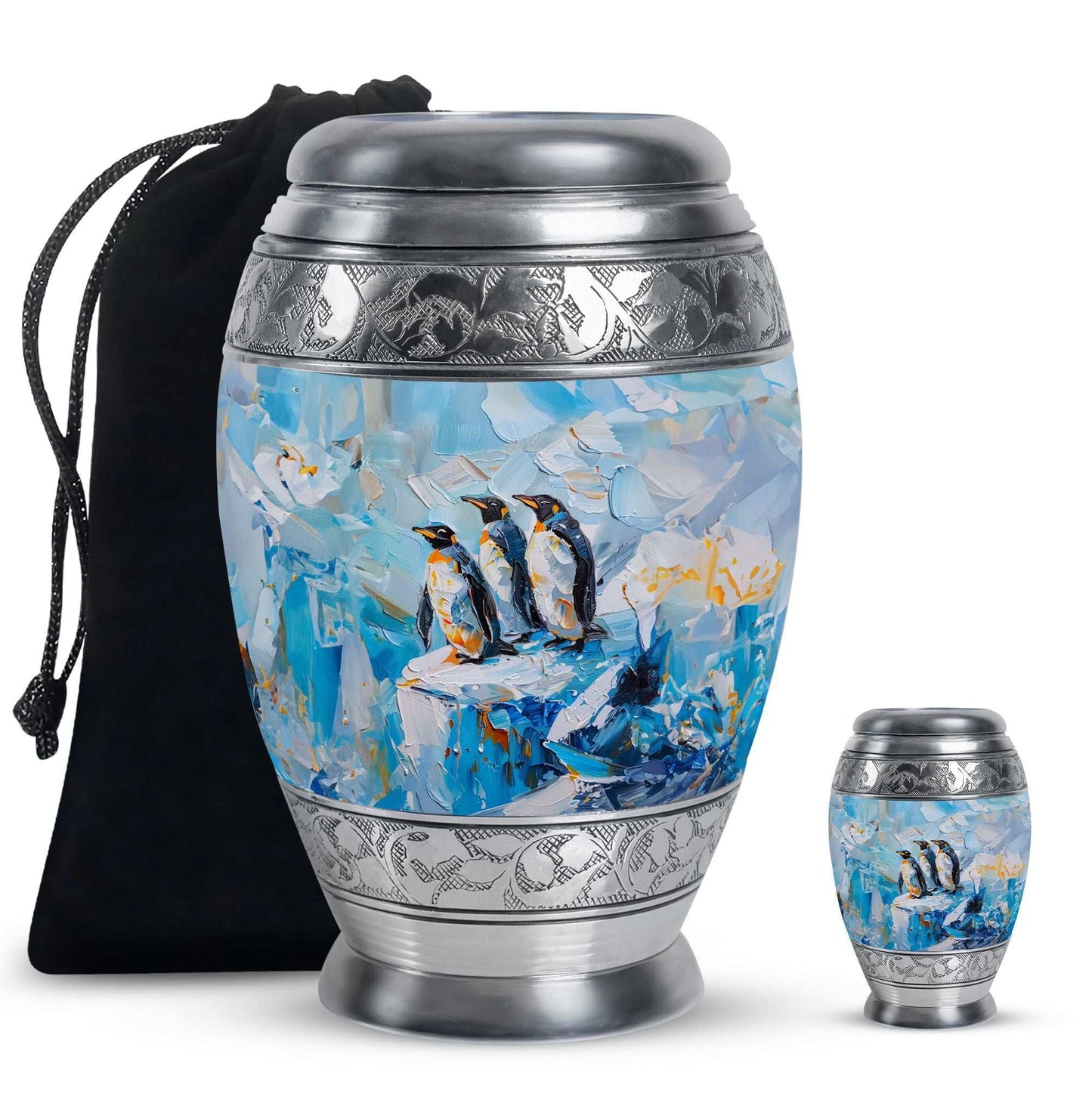 Penguin Theme Large Urn With 1 Keepsake Urn