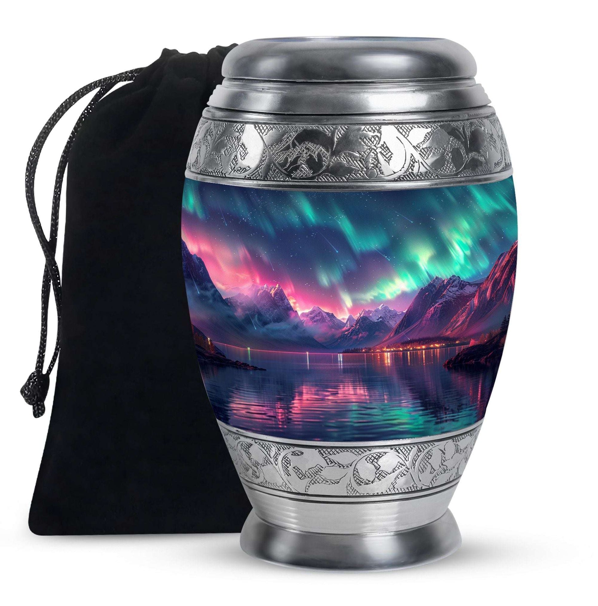 Aurora Borealis Theme Large Urn 10 Inch
