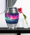 Aurora Borealis Theme Large Urn With 1 Keepsake Urn